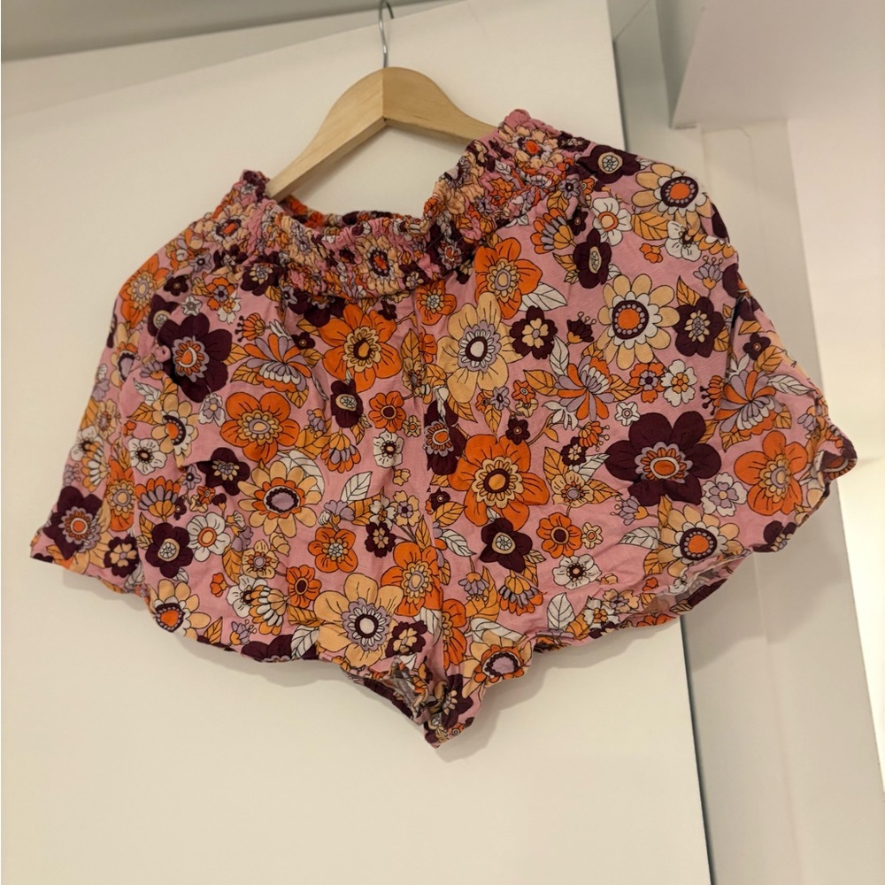 Wild Fable Floral High Waist Shorts - Pink and Orange